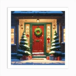 Christmas Decoration On Home Door Golden Ratio Fake Detail Trending Pixiv Fanbox Acrylic Palette Art Print