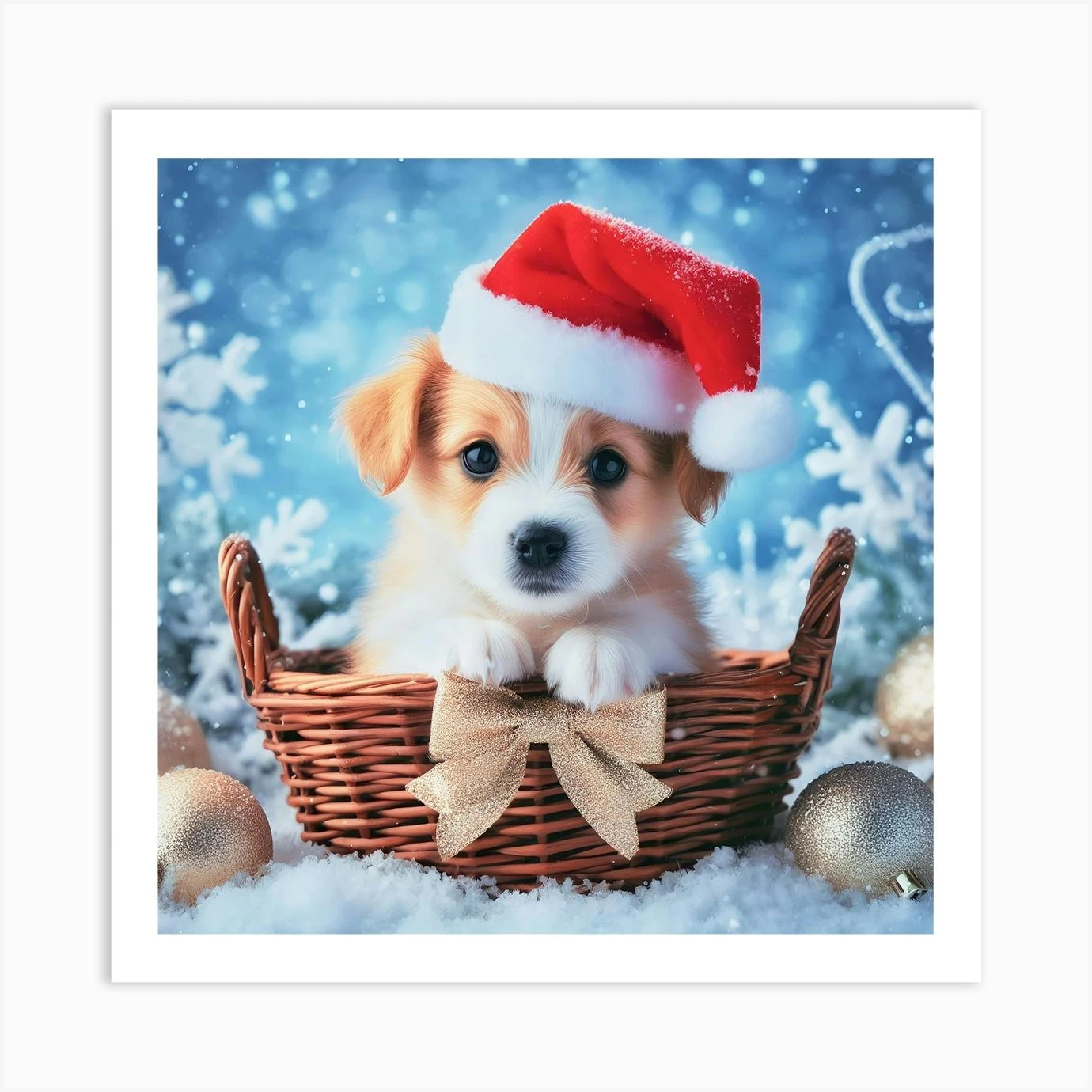 Christmas Puppy Art Print 3 Christmas Puppy Art Print