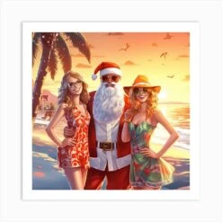 Christmas Beach Party 8 Art Print