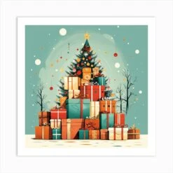 Christmas Tree With Gifts 1 Art Print