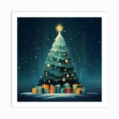 Christmas Tree With Gifts Art Print