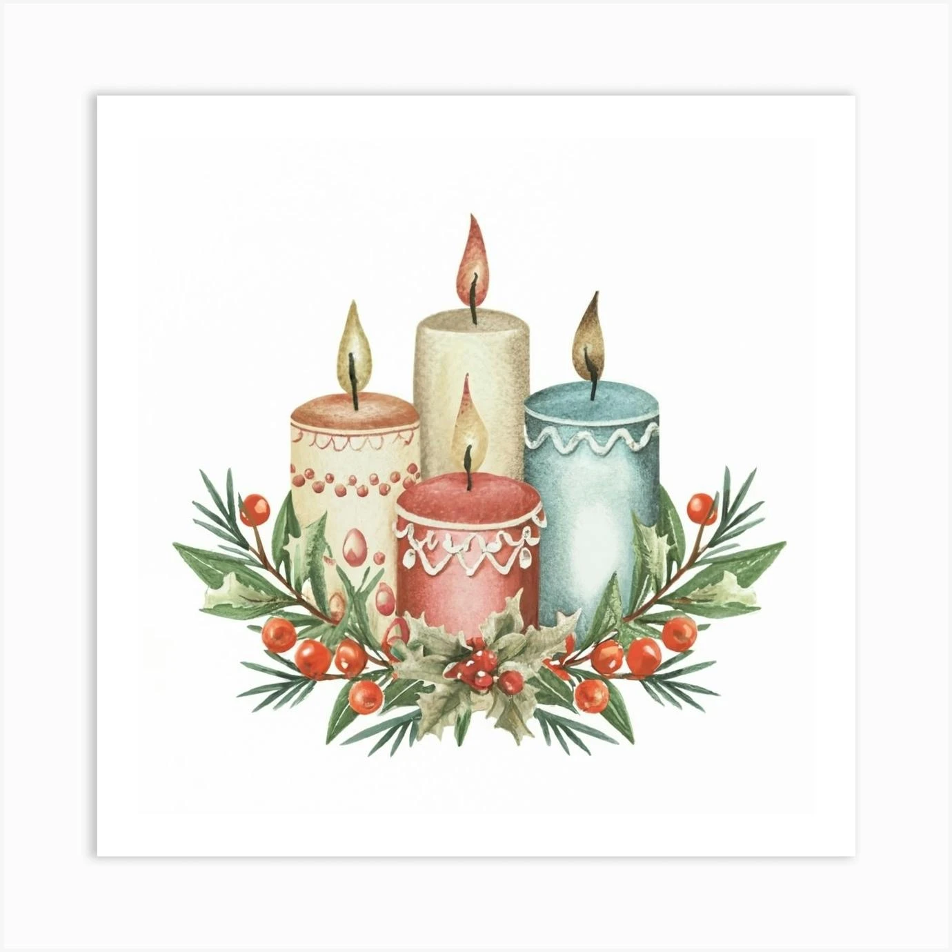 Christmas Candles Art Print 3 Christmas Candles Art Print