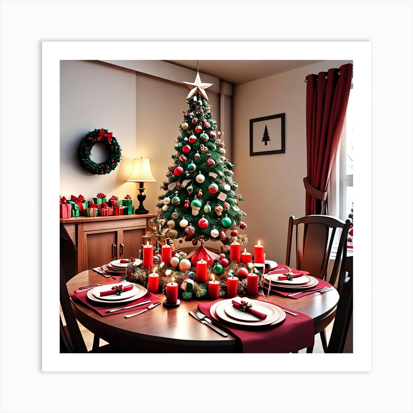 Christmas Decorations On Table In Living Room (33) Art Print 3 Christmas Decorations On Table In Living Room (33) Art Print