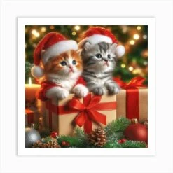 Christmas Kittens 1 Art Print