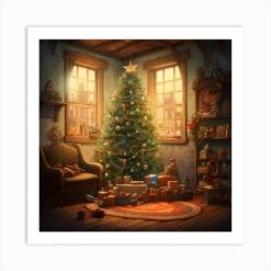 Christmas Tree In The Living Room 1 Art Print