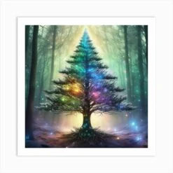Christmas Tree In The Forest 41 Art Print