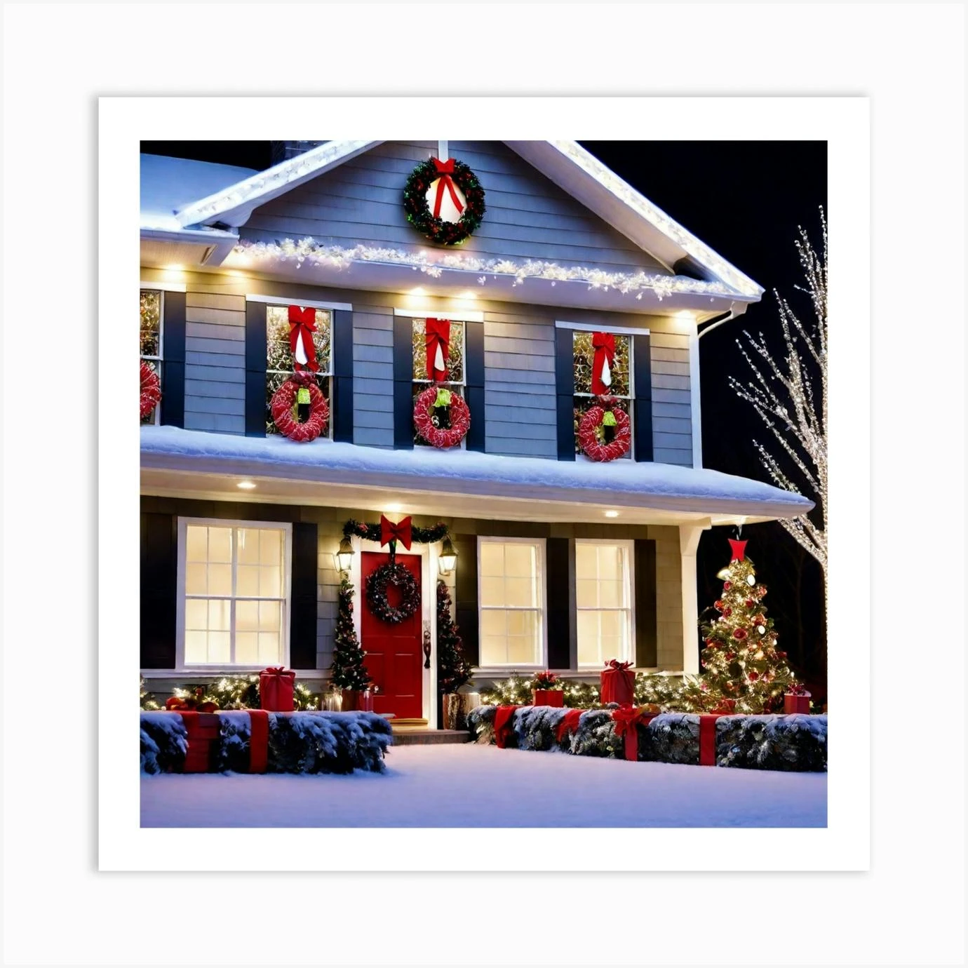 Christmas Decorations On A House 3 Art Print 3 Christmas Decorations On A House 3 Art Print