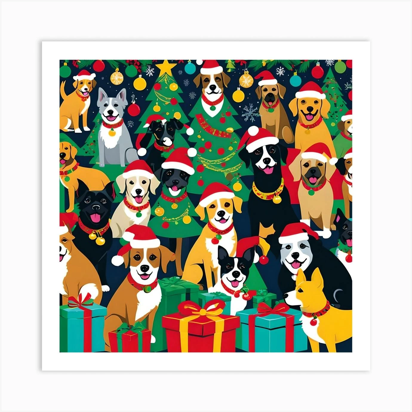 Vango CHRISTMAS PARTY DOGS Art Print 3 Vango CHRISTMAS PARTY DOGS Art Print
