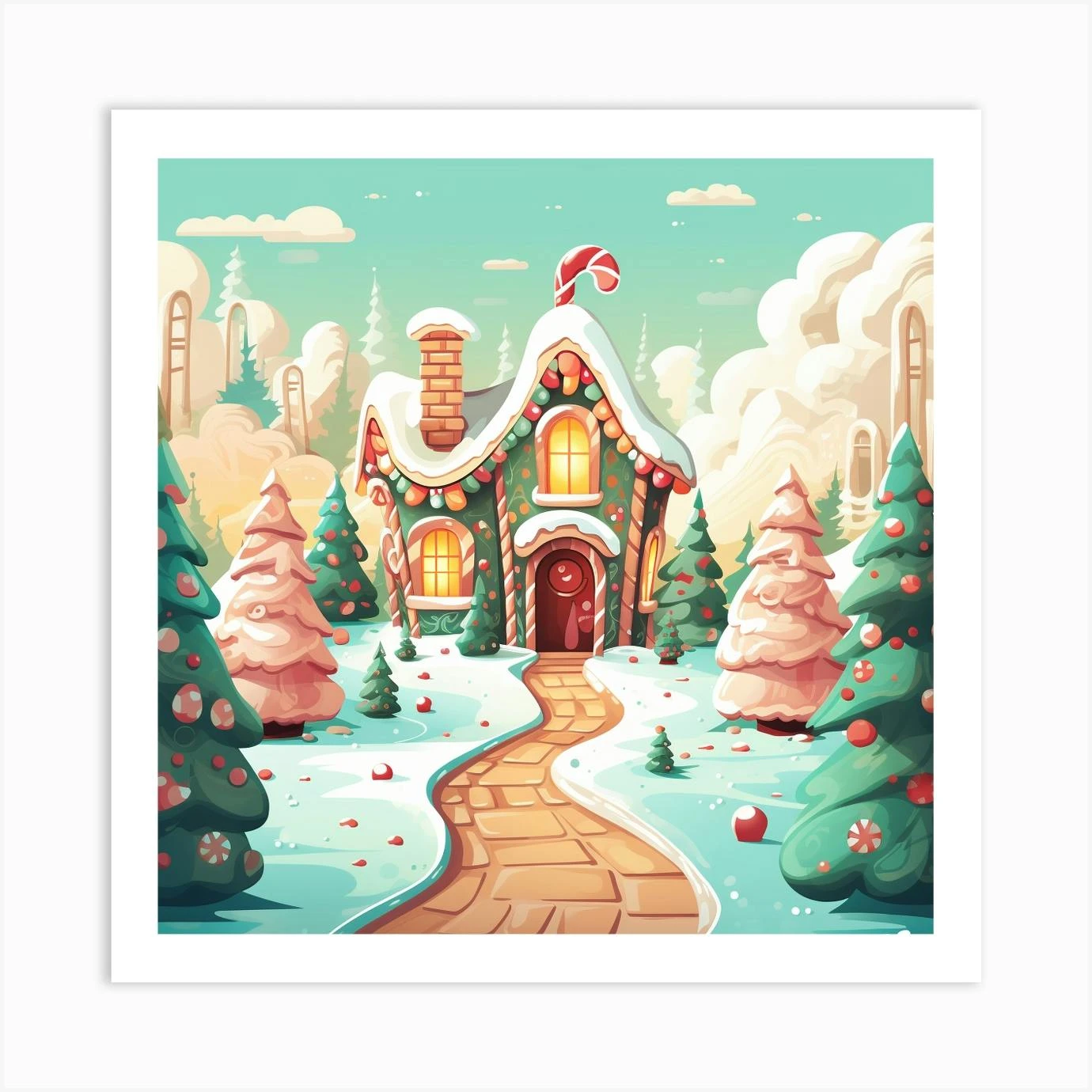 Christmas House In The Snow 1 Art Print 3 Christmas House In The Snow 1 Art Print