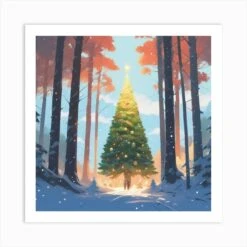 Christmas Tree In The Forest 76 Art Print