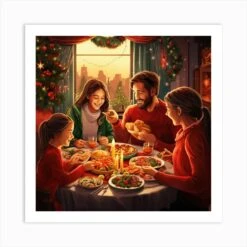 Family Christmas Dinner Art Print