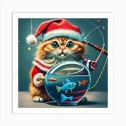 Christmas Cat Art Print