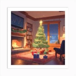 Christmas Tree In The Living Room 41 Art Print