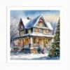 Christmas House 179 Art Print -Xmas Gifts Hub m2Fgen2Fart print square p12F5f8372b9 93e6 449f 873a 86b8616ad8a0