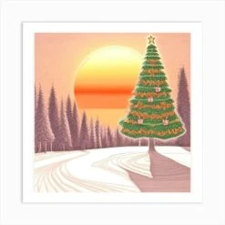 Christmas Tree In The Snow 2 Art Print