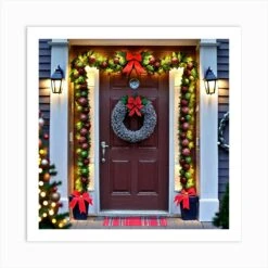 Christmas Door Decorations 12 Art Print