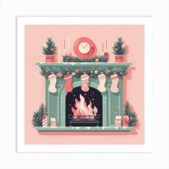 Christmas Fireplace 8 Art Print