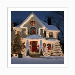 Christmas Lights On A House 2 Art Print