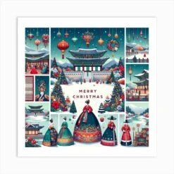 Korean Christmas Set Art Print