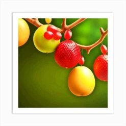 Christmas Tree With Fruits Art Print