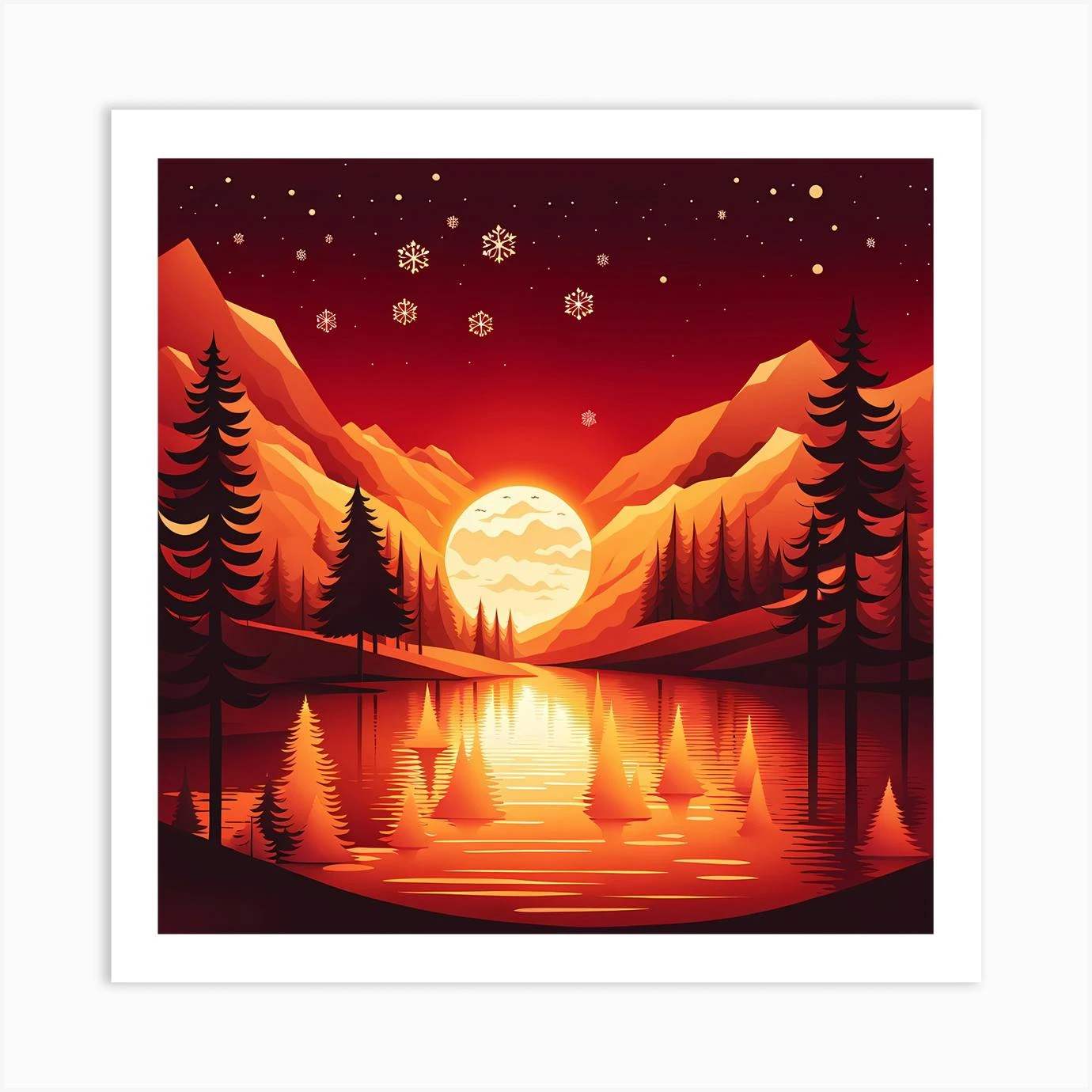 Christmas Red Winter Landscape In The Mountains, Christmas Days, Christmas Concept Art, Christmas Vector Art, Vector Art, Christmas Art, Christmas, Christmas Trees 8 Art Print 3 Christmas Red Winter Landscape In The Mountains, Christmas Days, Christmas Concept Art, Christmas Vector Art, Vector Art, Christmas Art, Christmas, Christmas Trees 8 Art Print