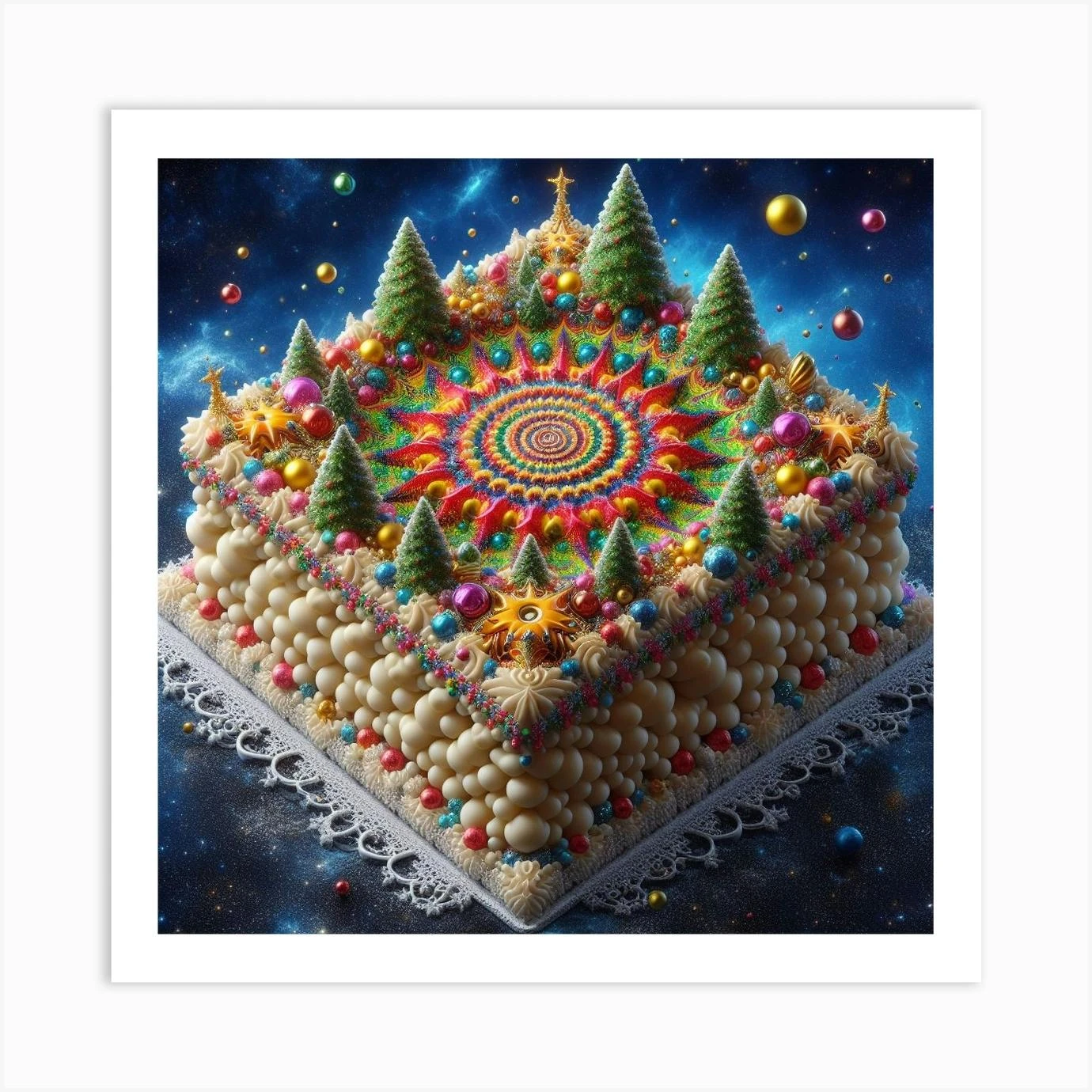 Christmas Cake Art Print 3 Christmas Cake Art Print