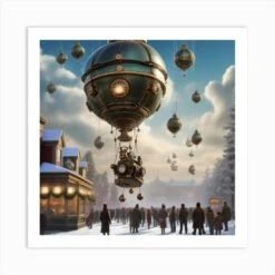 Steampunk Floating Christmas Art Print