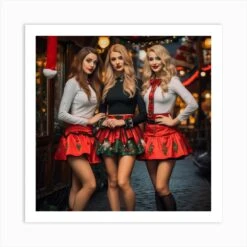 Three Beautiful Women On Christmas Eve 2 Art Print