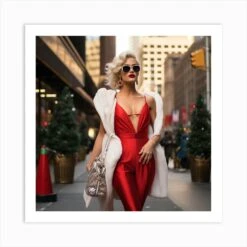 Sexy Woman On Christmas Eve Art Print