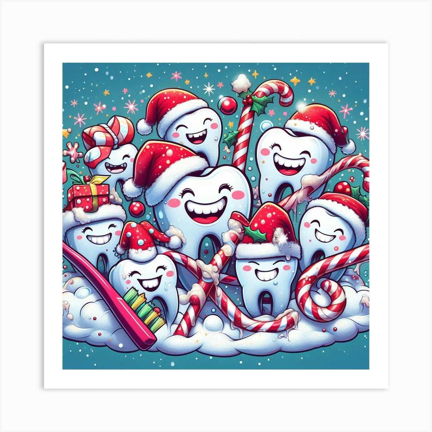 Christmas Teeth Art Print 3 Christmas Teeth Art Print