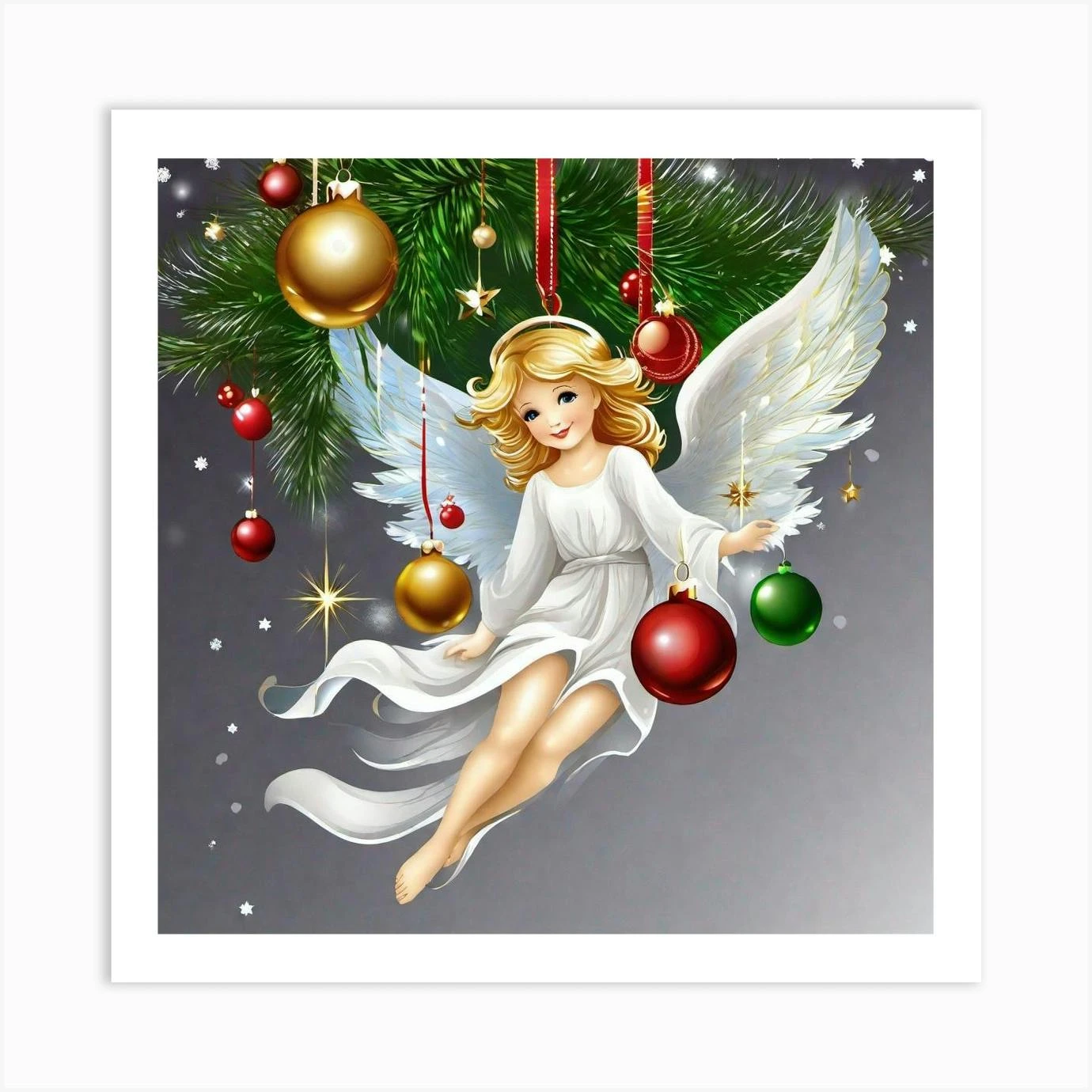 Angel Christmas Tree 1 Art Print 3 Angel Christmas Tree 1 Art Print