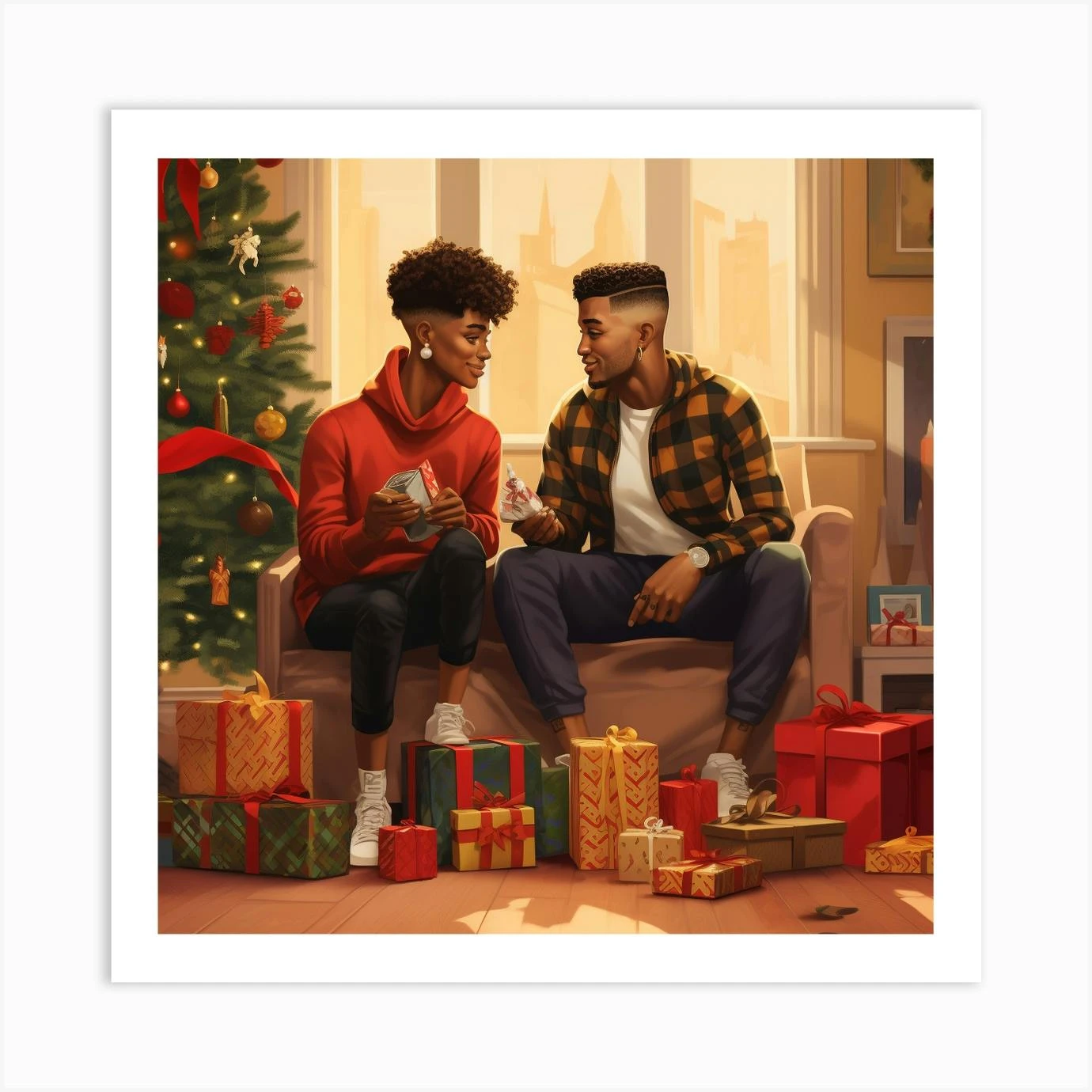 Realistic Black Gay Couple Christmas Stylish Deep Ad87991d Efa4 407f 9e27 Dee1ceb699b9 Art Print 3 Realistic Black Gay Couple Christmas Stylish Deep Ad87991d Efa4 407f 9e27 Dee1ceb699b9 Art Print