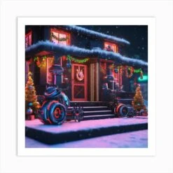 Christmas House In The Snow 7 Art Print
