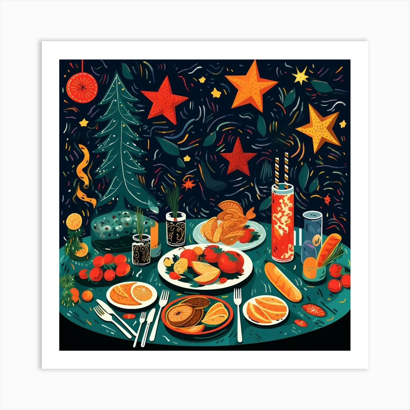 Christmas Dinner Art Print 3 Christmas Dinner Art Print