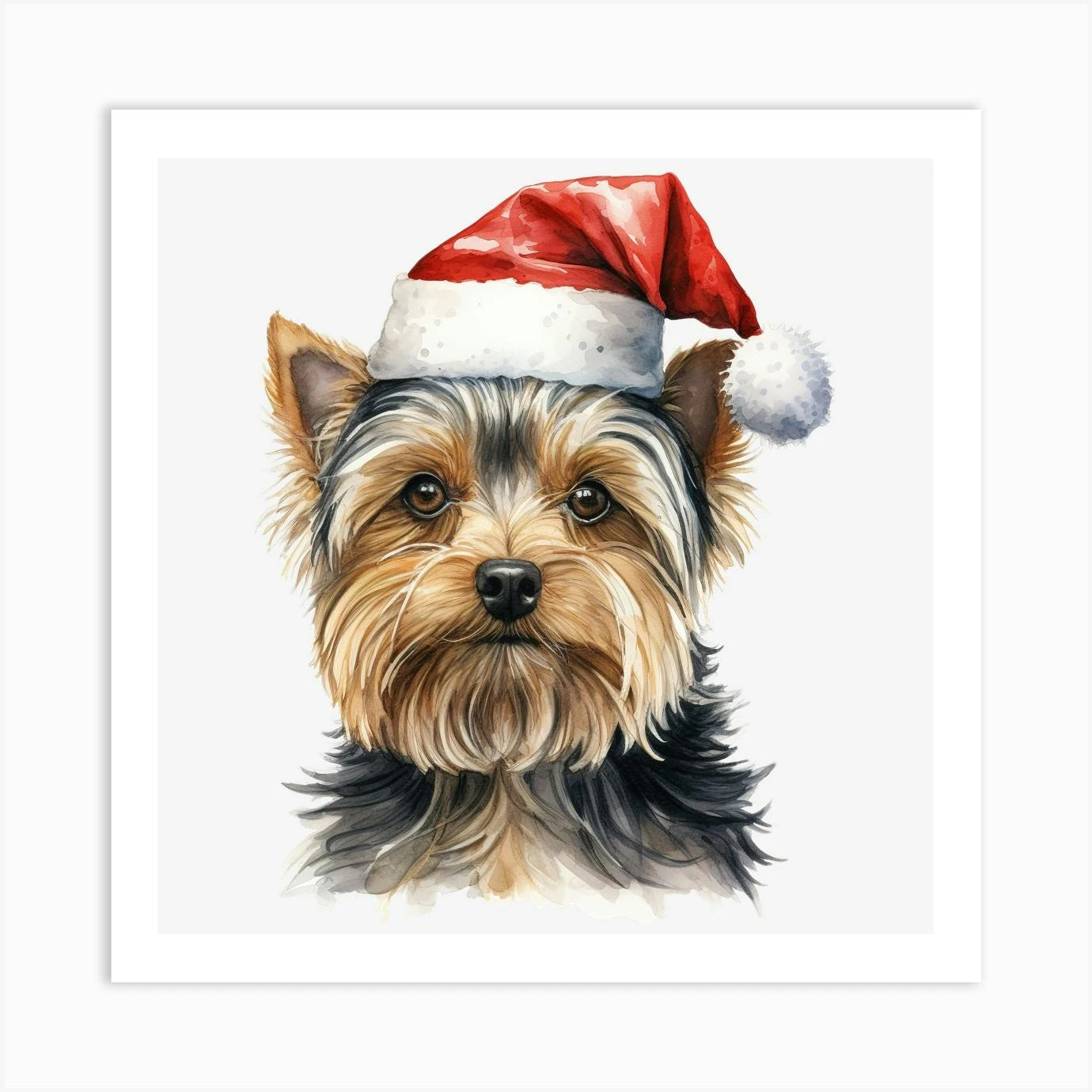Yorkshire Terrier Christmas Hat 1 Art Print 3 Yorkshire Terrier Christmas Hat 1 Art Print