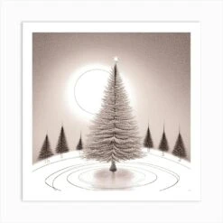 Christmas Tree In The Snow Art Print
