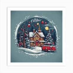 Snowy Christmas Night Art Print