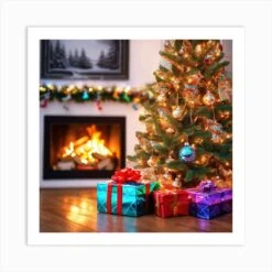 Christmas Tree With Presents 22 Art Print