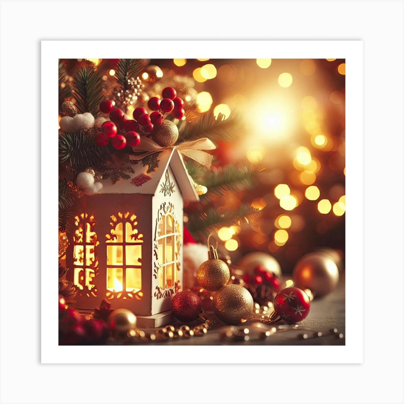 Christmas Decoration With A Lantern Art Print 3 Christmas Decoration With A Lantern Art Print