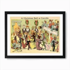 A Christmas Ball At Catville, Louis Wain Art Print -Xmas Gifts Hub m2Fgen2Fart print std landscape framed black2F7d4e29f4 d095 47b3 9795 3af86d89f8f2