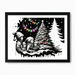 Christmas Tree 3 Art Print -Xmas Gifts Hub m2Fgen2Fart print std landscape framed black2Fb0736764 b3dd 4168 b7d6 d744123fa60a