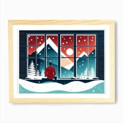 Christmas Window 4 Vector Art Art Print -Xmas Gifts Hub m2Fgen2Fart print std landscape framed oak2F07b45477 57e5 4fac adef 9480f57c3d38