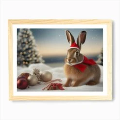 Christmas Animals 3 Art Print -Xmas Gifts Hub m2Fgen2Fart print std landscape framed oak2F1008a19b 2536 4f1c b1cd 5d8495035411