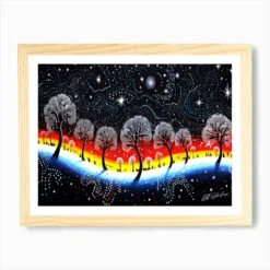 Snow Christmas Scene - Trees In The Night Sky Art Print -Xmas Gifts Hub m2Fgen2Fart print std landscape framed oak2F360b85c8 85a7 4f4c 8cdf 5d3a5b0aa079