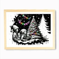 Christmas Tree 3 Art Print -Xmas Gifts Hub m2Fgen2Fart print std landscape framed oak2F66b2a771 26df 4d72 845d f139c4d5c7fc