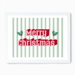 Merry Christmas Typography Holly And Stripes Art Print -Xmas Gifts Hub m2Fgen2Fart print std landscape framed white2F3483ec26 d355 4173 8620 cf5c41c23e20