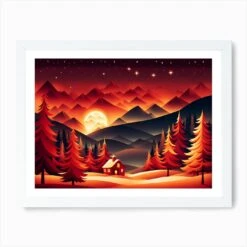 Christmas Red Winter Landscape In The Mountains, Christmas Days, Christmas Concept Art, Christmas Vector Art, Vector Art, Christmas Art, Christmas, Christmas Trees 6 Art Print -Xmas Gifts Hub m2Fgen2Fart print std landscape framed white2F933a2a02 db4a 4626 bc8d 7da08ba879ad