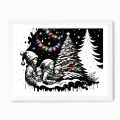 Christmas Tree 3 Art Print -Xmas Gifts Hub m2Fgen2Fart print std landscape framed white2Fa107b680 87b2 4cc0 b298 bd7764919f00