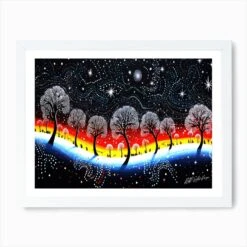 Snow Christmas Scene - Trees In The Night Sky Art Print -Xmas Gifts Hub m2Fgen2Fart print std landscape framed white2Fec960949 d606 4564 b9b9 3aebbcd83c16