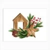 Christmas Composition With Wooden House, Star, Cone, Fir Branches And Red Berries Art Print -Xmas Gifts Hub m2Fgen2Fart print std landscape p12F5dfa90a9 4551 45c2 9461 f0ed76e57f4f
